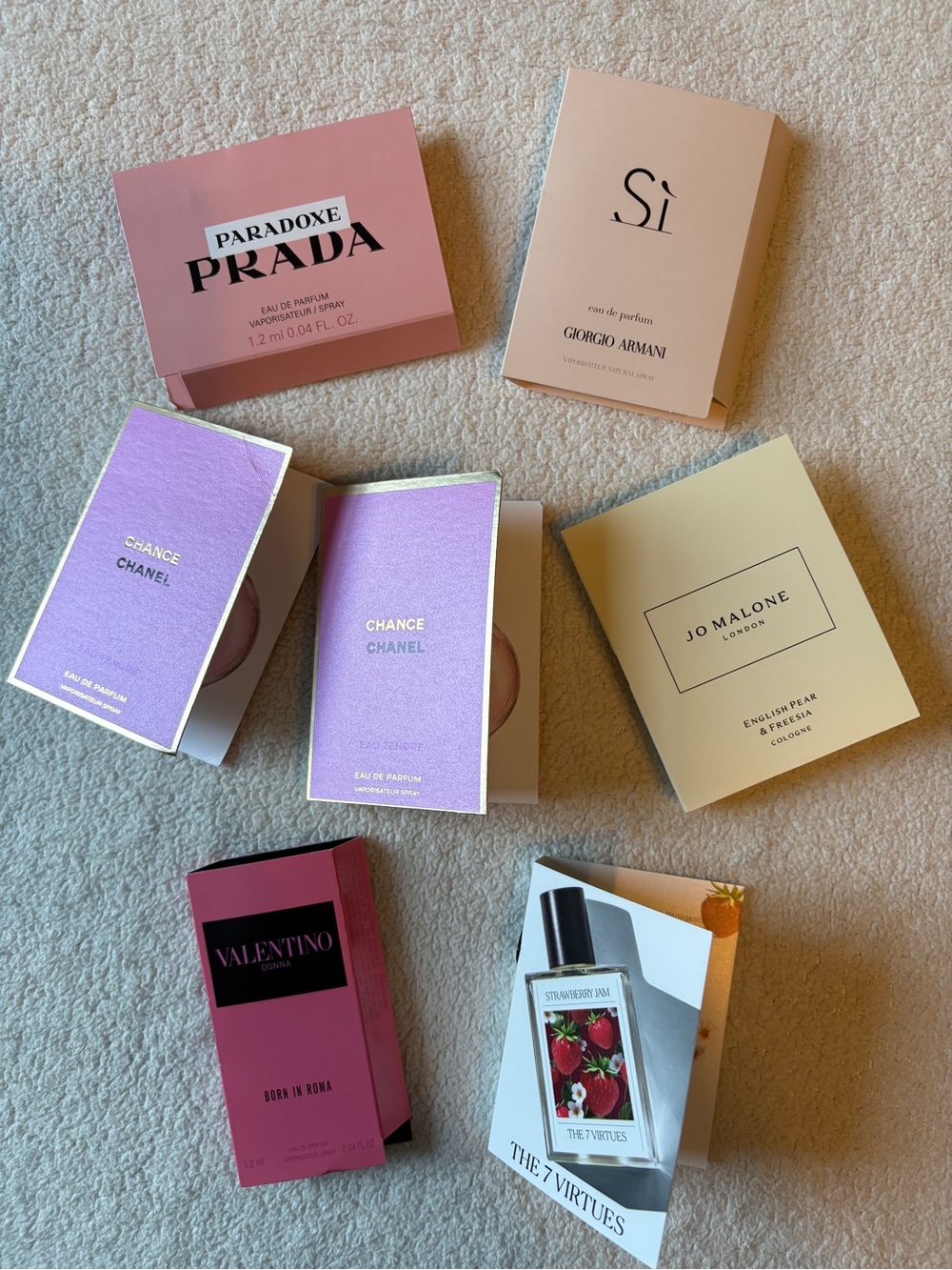Perfume Sample Sz Bundle. Chanel Prada Armani Valentino Jo Malone Strawberry Jam